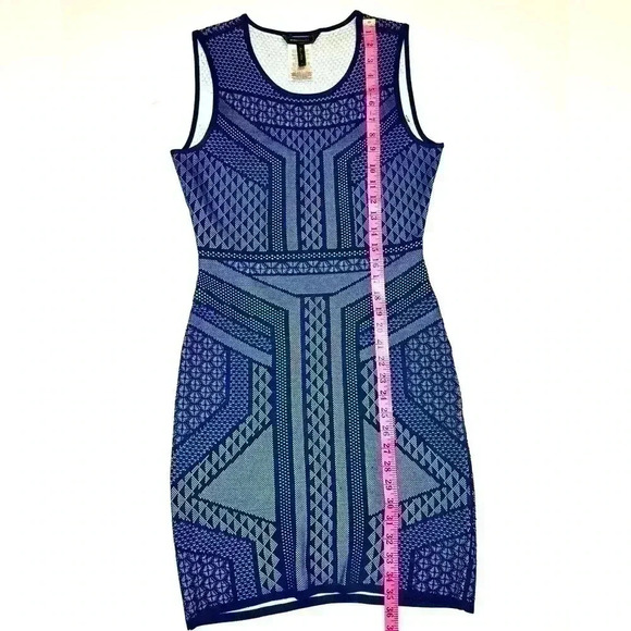 BCBG MAXAZRIA womens Stefanie Relief Jacquard Dress  Grey/navy Blue size Medium - Picture 3 of 7